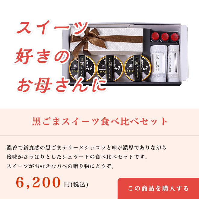 【母の日特別仕様】黒ごまスイーツ食べ比べセット【送料込み】(ジェラート&テリーヌショコラ)